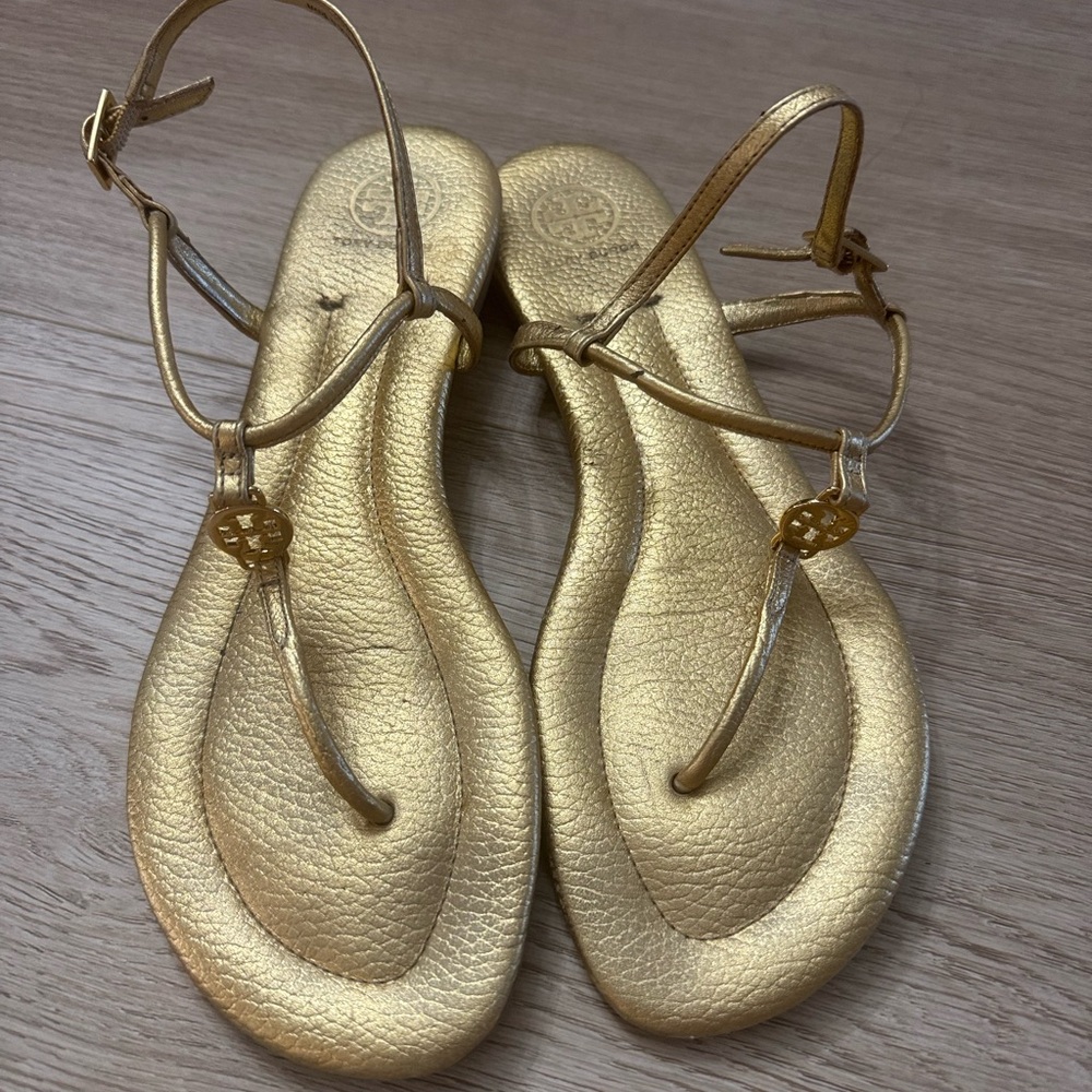 Tory Burch Gold Strappy Sandals